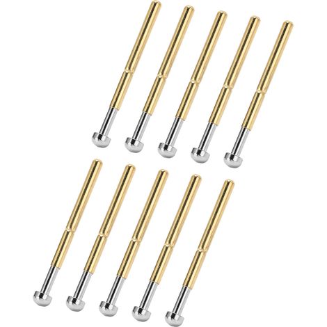 100 outils de test de ressorts à broches Pogo, diamètre du tube : 2,36 mm (0,1 po), longueur : 34 mm (1,3 po), matériau : laiton, broches de test pour circuits imprimés