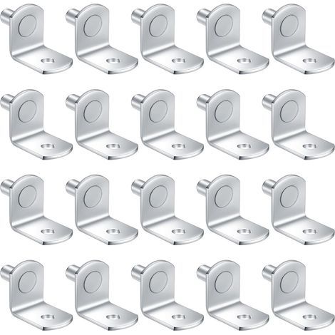 20 Pièces Chevilles de Support Étagère Métal L Forme, 5mm Support Équerre, Consoles et Taquets pour Étagères pour Meuble Armoire Placard Bibliothèque (1/5)