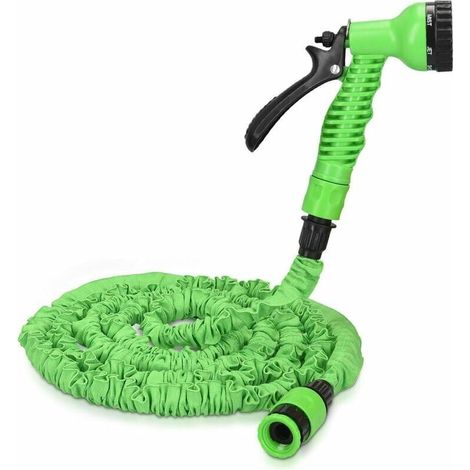 Garden Hoses 30M Expandable Flexible Hose Garden Water Hose with Brass Fittings/7 Function Nozzles for Garden Watering (Green) (1/5)