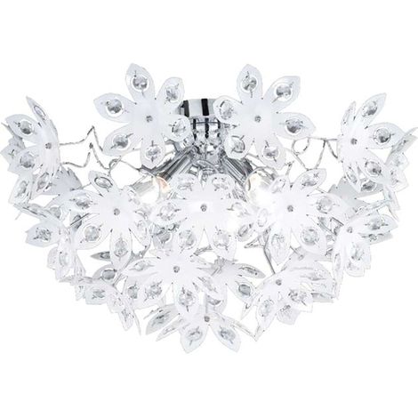Plafoniera Blowball 3 Luci Cromo Fiori Bianchi Ø55 cm Trio Lighting (1/3)