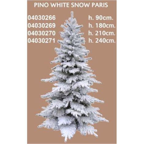Albero pino di natale innevato 1394 rami - 210 cm - modello snow paris