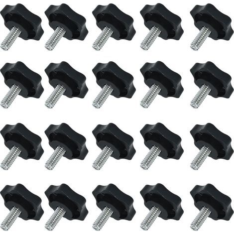Lntyq 20 Pièces Bouton de Serrage M6 x 20MM, Vis à Tête Étoilée, Moletée, à Oreilles pour Instruments Mécaniques et L'industrie (1/5)