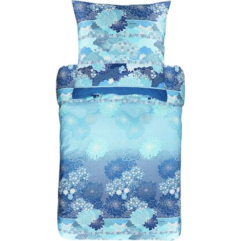 Parure de lit B1 Bleu 155 x 220 cm + 1 Housse de Couette 155 x 220 cm + 1 taie d'oreiller 80 x 80 cm