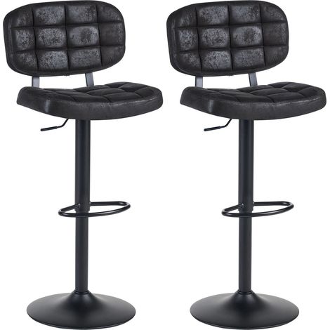 Set mit 2 Barhockern TILTON Kunstwildleder drehbar Schwarz (1/5)