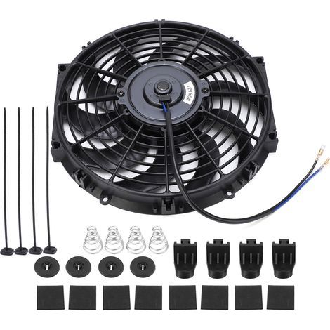 Eosnow, ventilador de refrigeración universal para motor eléctrico de 12 pulgadas, diseño delgado de empuje y tracción, 12 V, con kit de montaje. (1/5)