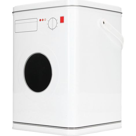 Boîte de rangement en fer blanc pour lessive, grande capacité, simple, avec poignée, blanche, pour perles de lavage et poudre détergente (1/5)