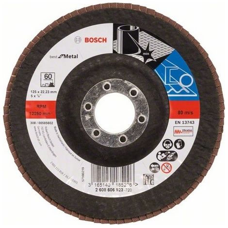 BOSCH 2608606923 PLATEAU À LAMELLES À SURFACE BOMBÉE 125 MM, GRAIN 60