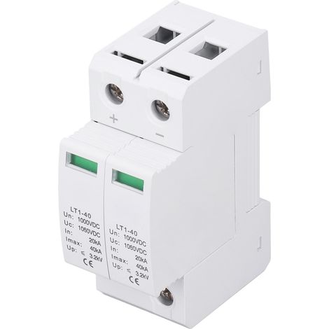 Dispositif de protection contre les surtensions 2P ignifugé, modulaire, photovoltaïque, pour résidences et immeubles de bureaux, 1000 V CC (1/5)