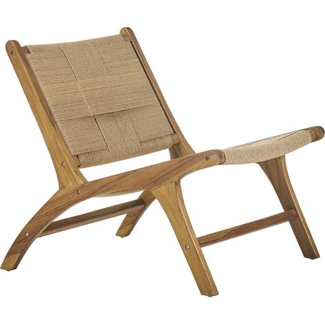 Fauteuil lounge en bois teck massif et corde tressée YARI