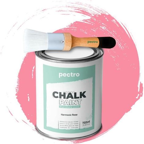 Pittura a Gesso - PECTRO - ROSA ARMONICO - 750ml - Pennello in Legno - Finitura Opaca