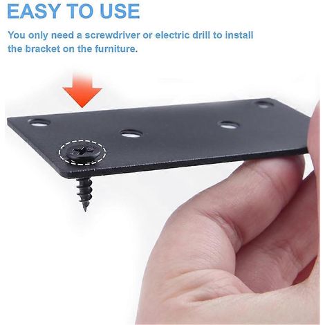 Supports plats pour bois, supports droits pour l'assemblage de plaques de jonction plates, supports métalliques plats pour la fixation du bois, avec vis. (1/5)
