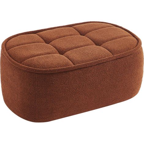 sweeek - Sitzhocker, Fußhocker mit strukturiertem Bouclé-Bezug für den Sessel Boni, Strukturiertes  Bouclé, Terrakotta