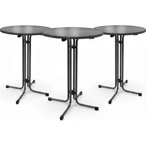 Outdoor Stehtisch Bellini, klappbar, 3er Set, Ø60cm, Schwarz