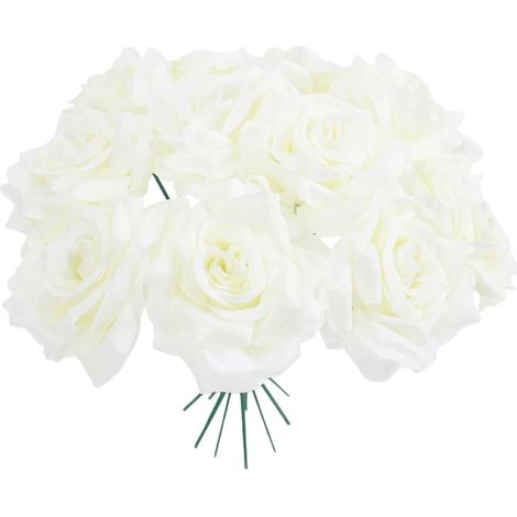Artificial Silk Rose Heads, 50 Pieces, with Stems (1/5)