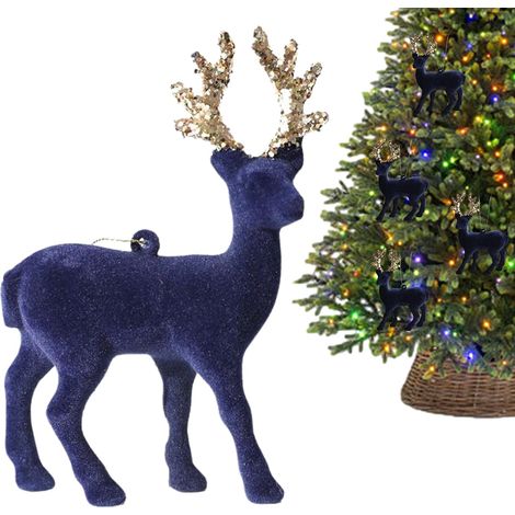 Décorations de Renne à Effet Neige Ornements Maison Cerf Pendentif Renne pour Arbre de Noël Décoration de Table Cheminée Étagère Intérieur Hiver (1/5)