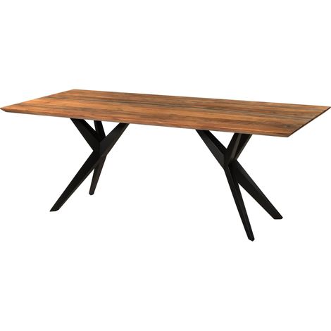 Esstisch Akazie 200x100x76 natur lackiert / Epoxid schwarz, Sterngestell anthrazit matt EPOXY (1/3)