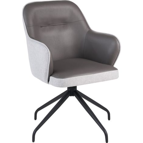 Silla giratoria de comedor con reposabrazos tapizado de tela gris y gris claro Stowe (1/5)