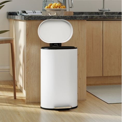 Papelera de cocina con pedal de 30 L, tapa de cierre suave, crema HAVRYA (1/4)