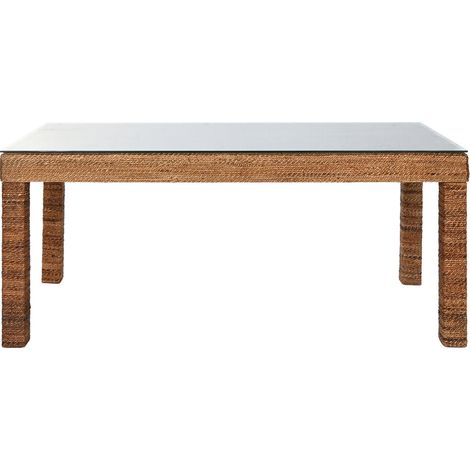 Mesa Comedor Fibra Teca 180X90X77 Cristal Templado (1/5)