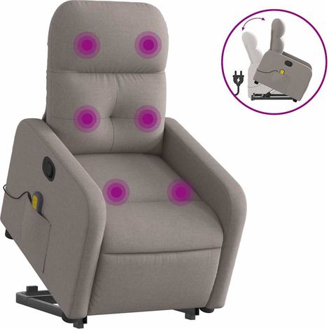 Maison Exclusive - Massagesessel mit Aufstehhilfe Taupe Stoff