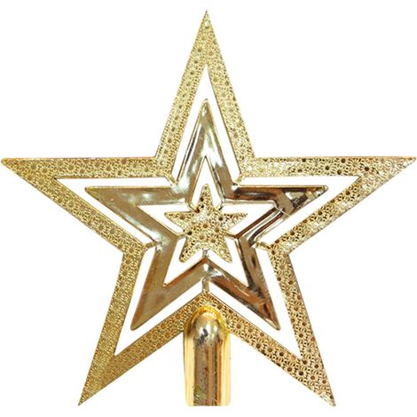 Étoile De Sommet Pour Arbre De Noël - Étoile À 5 Branches En Plastique Brillant Or - Décoration Intérieure Fêtes Et Réveillon - 1 Pièce