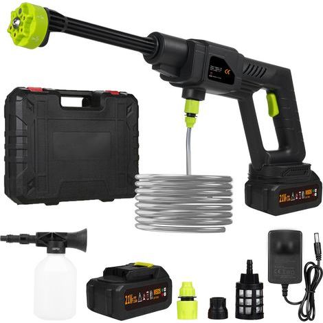 Powerful 21V Portable High Pressure Washer, Car Wash Gun with 2 x 1500x10mAh Rechargeable Batteries, 6-in-1, Multiple Spray Modes (1/5)