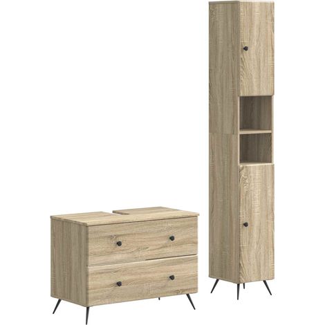 Maison Exclusive - Set di Armadi da Bagno da 2 Pezzi BREDA Rovere Sonoma (1/5)