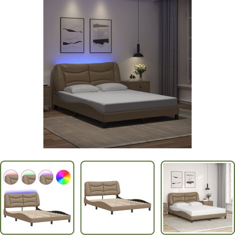 LED-Leuchten - Bettgestell mit LED ohne Matratze "Hvar" Cappuccino-Braun 120x200 cm (1/5)