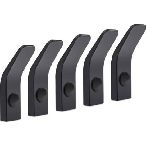 Gancio da parete in alluminio nero per asciugamani, appendiabiti, per bagno, cucina, ufficio, garage, 5 pezzi (1/4)