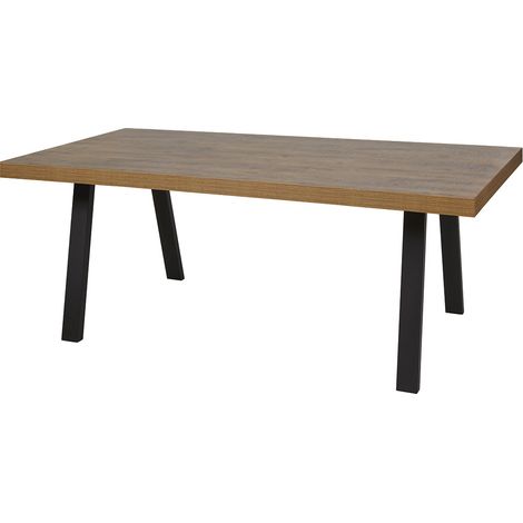 DENVER - Table Rectangulaire 200cm Aspect Bois Piètement A Métal Noir