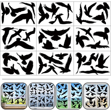 Fogli di adesivi per finestre con motivo a colibrì, adesivi anticollisione, protezione dagli urti con gli uccelli, adesivi, sicurezza per gli uccelli, decorazione per finestre (1/5)