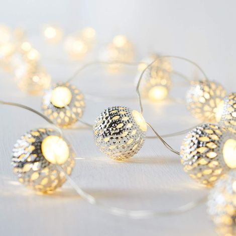 20 Filigree Moroccan Ball Battery String Lights Warm White Micro LEDs 1.9m Timer Indoor Use (1/2)
