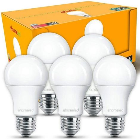 Ampoule LED en aluminium recouvert de plastique de haute qualité 5 pièces [9W]/douille à vis E27, douille à vis e27 super lumineuse domestique ampoule à économie d'énergie lumiè (1/4)