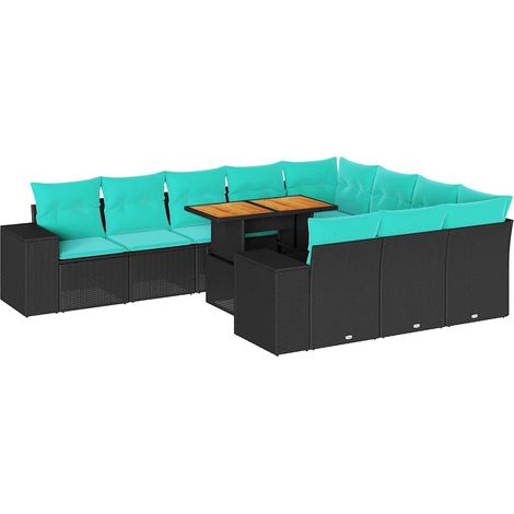 Maison Exclusive - Set Divani da Giardino 11 pz con Cuscini in Polyrattan Nero (1/5)