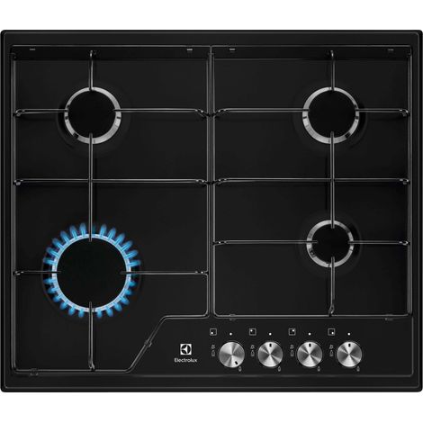 Electrolux – Plaque de cuisson gaz 4 foyers 60 cm – Brûleur puissant 3000W – Commandes rotatives ergonomiques – Surface lisse facile à nettoyer