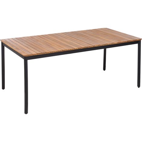 Mesa de jardín rústica tradicional de madera de acacia clara para 6 personas exterior 180 x 90 cm Vallese