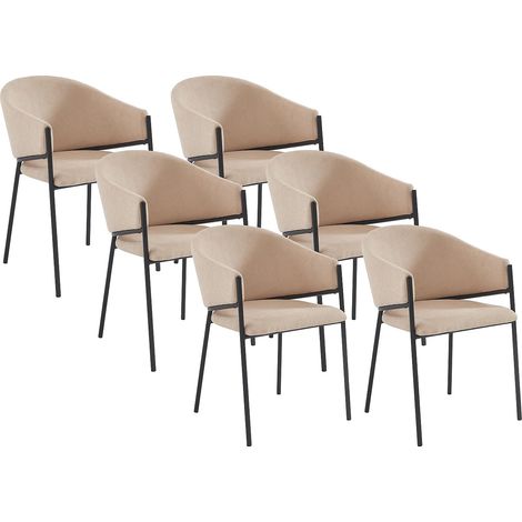 Sedia con braccioli in Tessuto e Metallo Beige - Lotto di 6 - ORDIDA di Pascal MORABITO (1/5)
