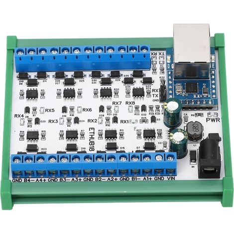 Convertisseur RJ45 vers 8 RS485 avec protection contre les surtensions TVS 115 200 BPS, carte hub pour la surveillance de sécurité, module hub CC 7-30 V avec boîtier (1/5)