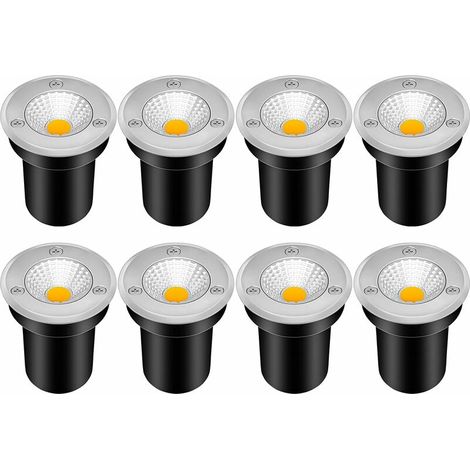 Wasserdichte Niederspannungs-Landschaftsleuchte, LED-Brunnenleuchte, 3 W, 12 V-24 V, Straßenlaterne, IP67, Stufen-Gartenleuchte für den Außenbereich (8 Stück, Warmweiß)