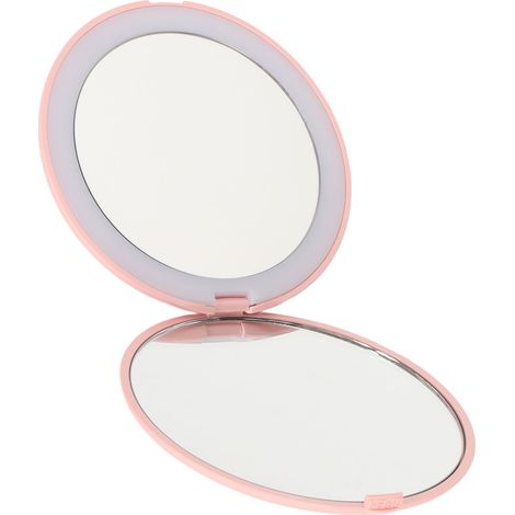 Miroir LED 3,5 pouces, grossissement 1x à 10x, miroir de maquillage double face pour la maison et les voyages, batterie intégrée, rose (1/5)