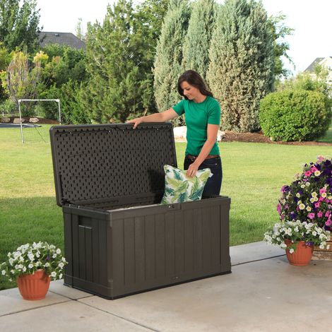 Lifetime Kunststoff Kissen Aufbewahrungsbox 440 Liter Braun 64x128x67 cm (1/7)