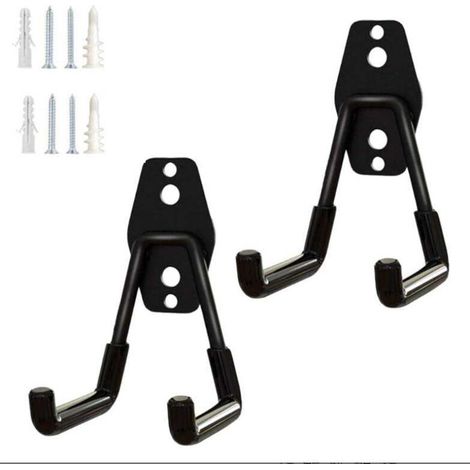 Garage Storage Hooks, Garden Tool Organizer, Steel Wall Hooks, Small U-Hooks for Garden (Black), Pack of 2 (1/4)