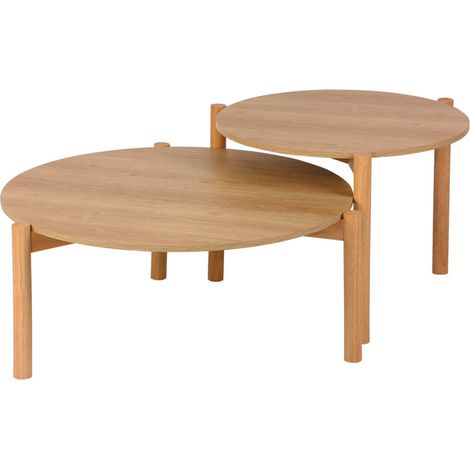 sweeek - 2er-Set runde Tische Holzlook
