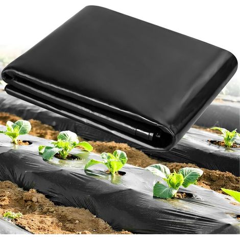 Highly resistant black polyethylene tarpaulin, extra thick waterproof plastic cover, Garden Grow horticultural membrane for gardening.