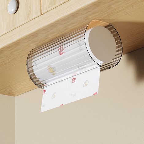 Zwei transparente, wandmontierte Toilettenpapierhalter für Bad und Küche, kein Bohren erforderlich, zum Aufkleben, platzsparend, multifunktionale Aufbewahrungsmöglichkeit.