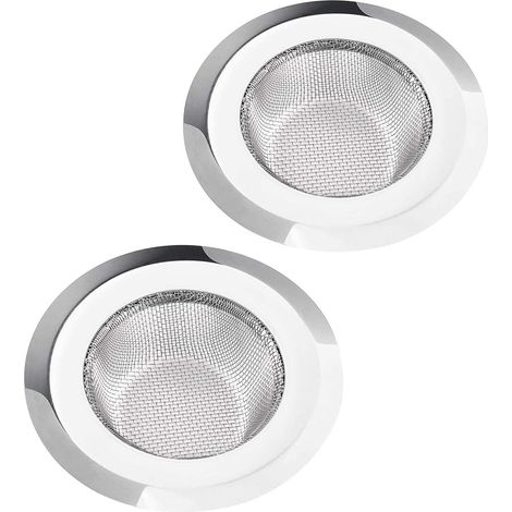 2 filtri per lavello da cucina, filtro per lavello in acciaio inox, filtro in metallo per lavello da bagno, diametro 11,3 cm / 4,45" (11,3 cm netto (lucidato))