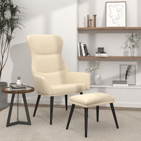 vidaXL Relaxsessel mit Hocker Creme Stoff (1/5)