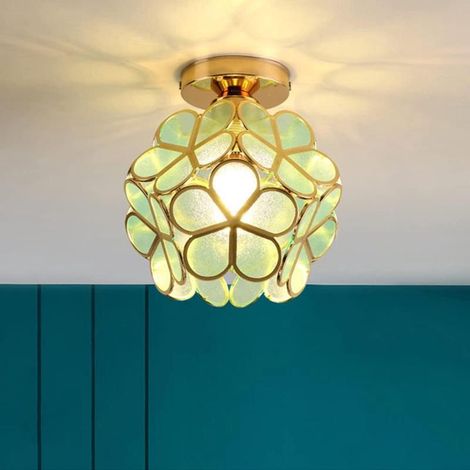 Plafonnier minimaliste scandinave moderne E27 pour entrée, couloir, balcon, chambre, vert (1/5)