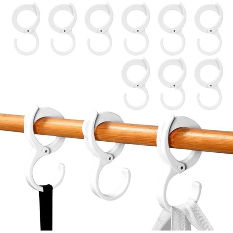 Lntyq Lot de 9 crochets en S anti-chute - Crochets de verrouillage en forme de S - Longueur réglable - Crochets de suspension solides pour cuisine, salle de bain, plantes, vêtements