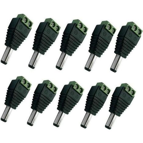 Connettori maschio per cavo di alimentazione CC da 5,5 mm x 2,1 mm per telecamera CCTV - Confezione da 10 (1/5)